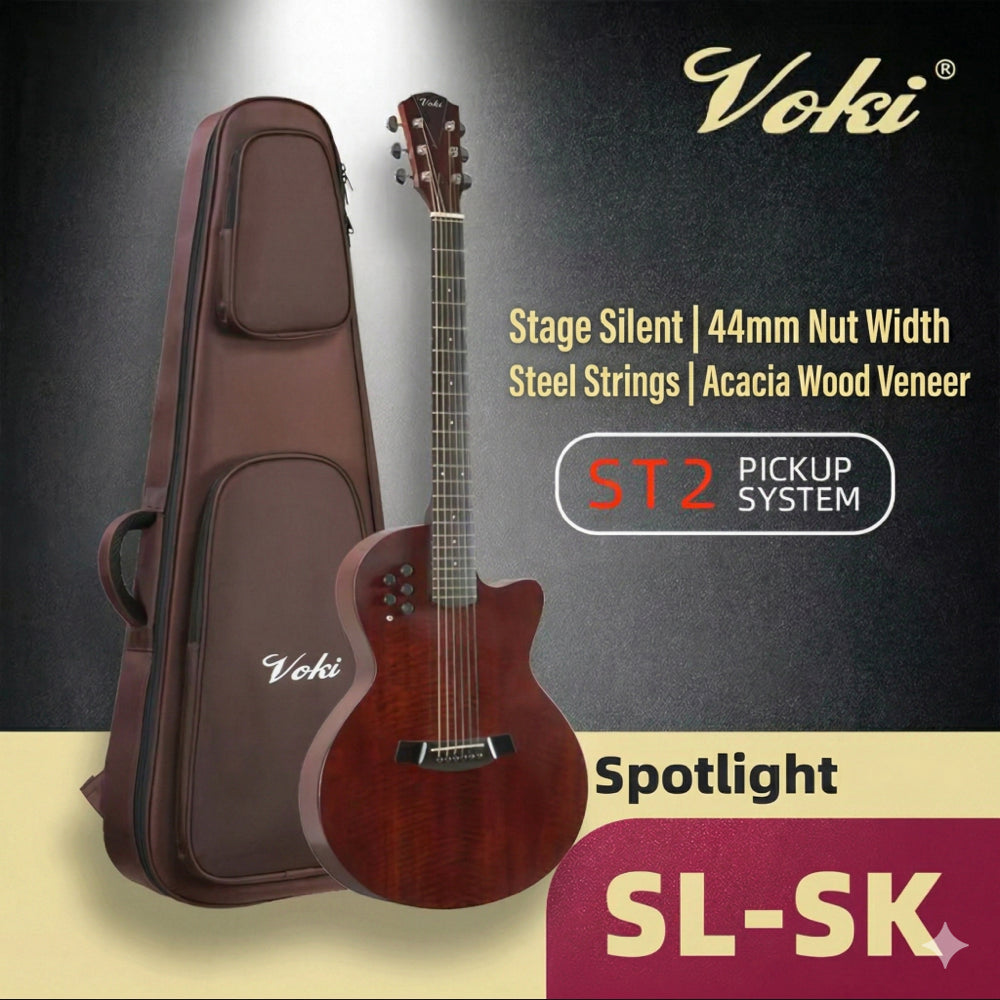 Voki Spotlight Hollow Slim-Body Acoustic-Electric Guitar
