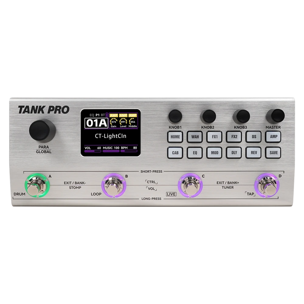 M-VAVE TANK-PRO silver multi-effects processor front view